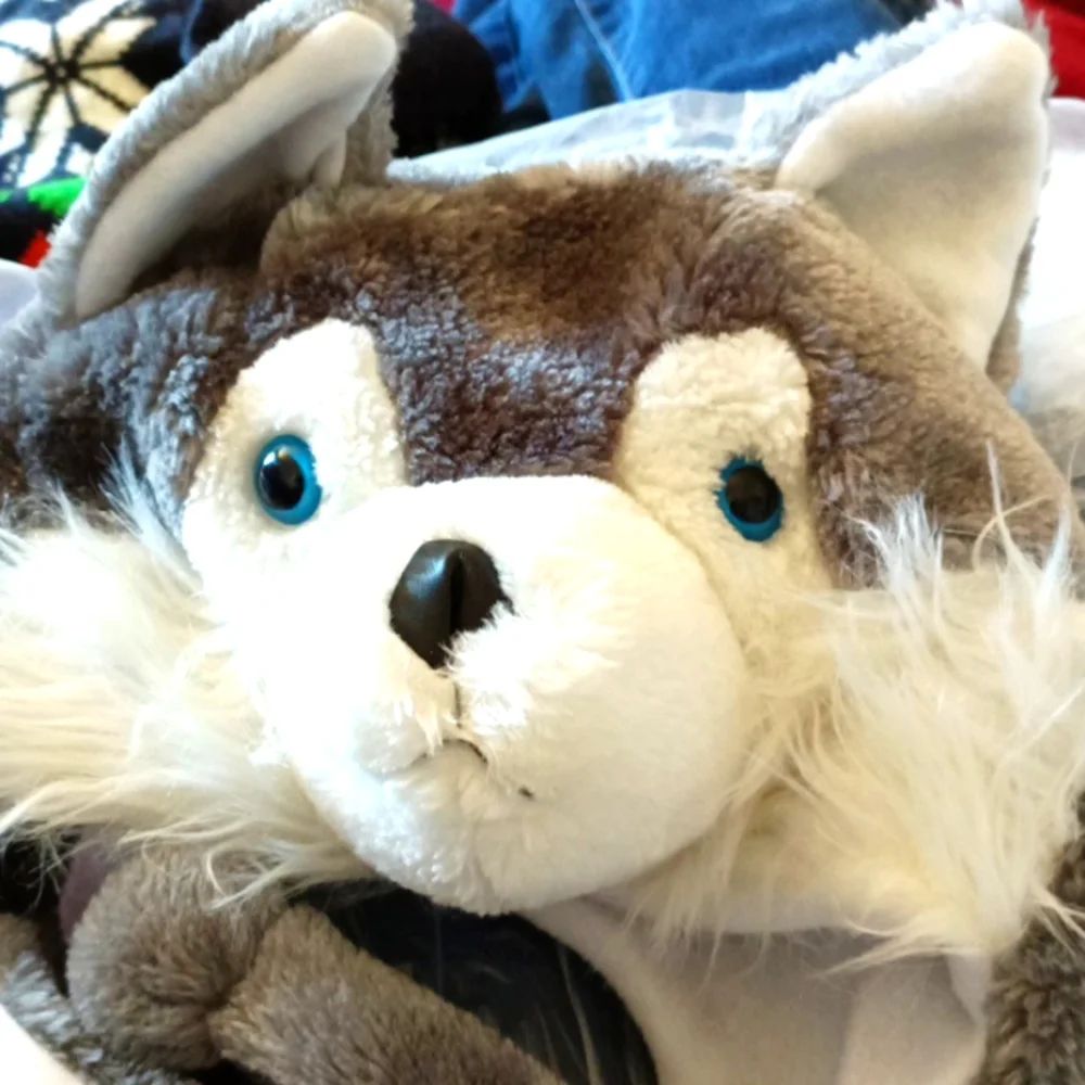 Kids Gray Wolf Cap hat Winter Halloween costume animal headwear b62